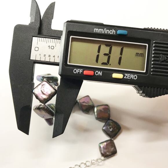 M&M Signed Genuine Freshwater Square Diamond Flat Coin Pearl Baroque Peacock 13m - Picture 3 of 12